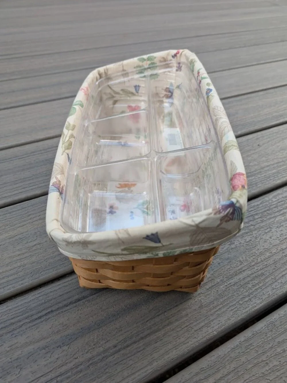 Longaberger 2003 Vanity Basket w/ 2 Plastic Protectors & Botanical Fields Liner